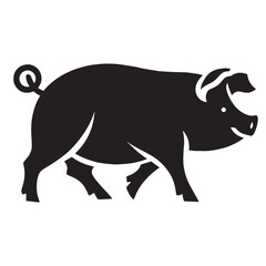 Elegant pig vector crafted with clear silhouette for versatile design – pig silhouette – pig vector – pig illustration – silhouette of pig – pig icon

