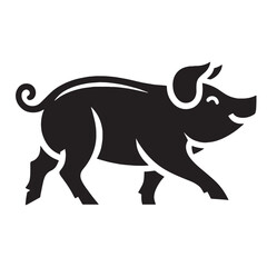 Elegant pig vector crafted with clear silhouette for versatile design – pig silhouette – pig vector – pig illustration – silhouette of pig – pig icon

