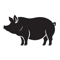 Flat pig vector silhouette made for seamless brand application – pig silhouette – pig vector – pig illustration – silhouette of pig – pig icon

