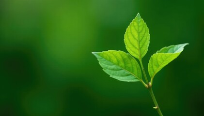 Single delicate sapling, vibrant green leaves, isolated , environment, leaves