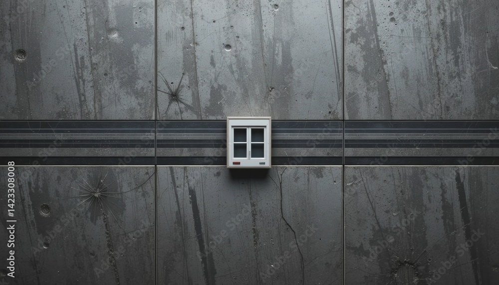 Poster industrial action showcasing unique window design urban environment architecture photography minimal