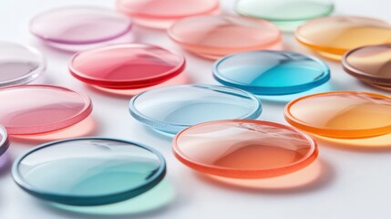 Colorful Contact Lenses on White Background