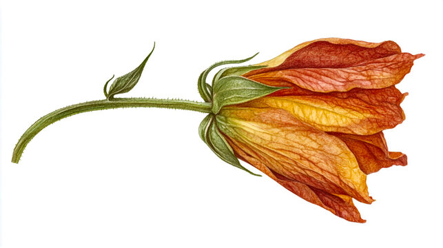 ParsGTomato Zucchini flower isolated on white background, png.