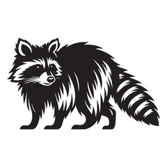 Neutral-tone raccoon silhouette illustration perfect for broad design themes – raccoon silhouette – raccoon vector – raccoon illustration – silhouette of raccoon – raccoon icon


