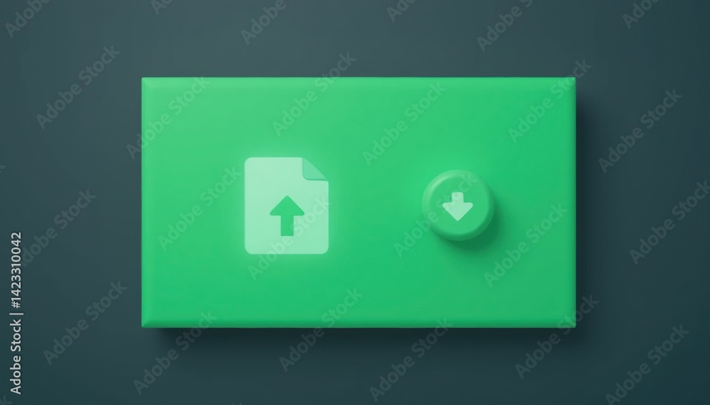 Poster file upload and download actions digital workspace graphic design modern environment top-down viewpo