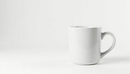 Fototapeta premium One white ceramic mug isolated on white backdrop, home, mug
