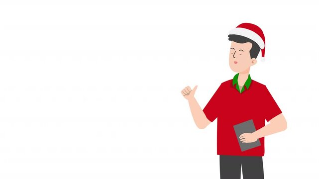 video man standing with thumbs up cartoon animation

