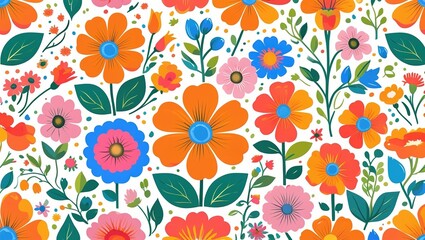 Seamless floral design with spring blossom flowers creates a decorative, vintage pattern for textile and wallpaper