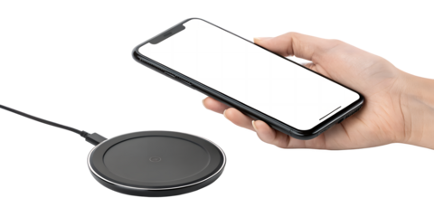 Wireless Charging Convenience: A sleek wireless charger effortlessly powers a smartphone, showcasing the ease and efficiency of modern technology.