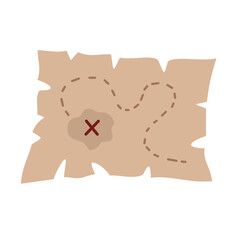 Pirate treasure map, isolated hand drawn vector clipart