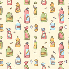 vector seamless pattern with cleaning products