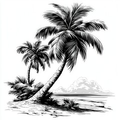 Design of coconut tree icon logo illustration isolated on white background