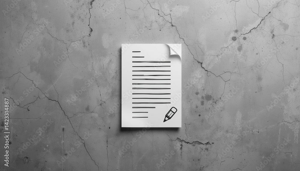 Poster writing a creative document modern office space digital content minimalist environment overhead view