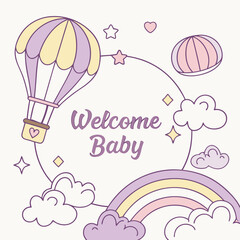 Pastel Balloon Fantasy Scene for Baby Shower Celebration