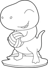 Dinosaur Volleyball player Volleyball Animal Vector Graphic Art Illustration