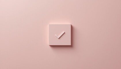 Checkmark icon against soft pink background minimalist design digital illustration clean environment simple viewpoint modern concept for user interface