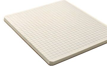 A blank white checkered notepaper sheet with subtle grid lines, isolated on a transparent or white background. Ideal for digital journaling, scrapbooking, planners, education, and design mockups. Clea