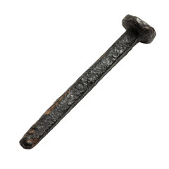 Rusty nail found at historical site close-up image industrial setting vintage look