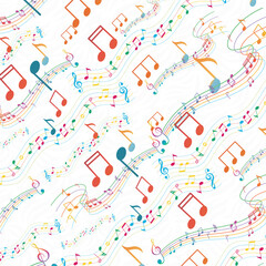 Colorful music note seamless pattern design (White)