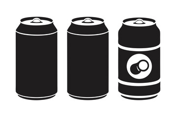 set of Soda Can Tab silhouette vector illustration