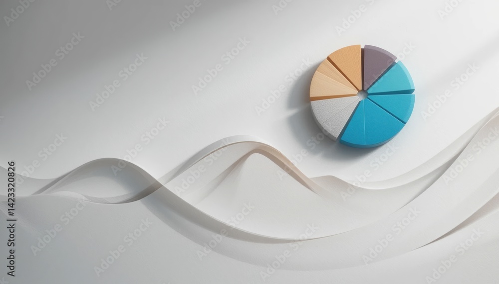 Poster analyzing business data visualization with pie chart modern office graphic design clean background a