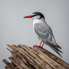 Arctic Tern bird on piece of wood