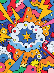 Fototapeta premium Cartoon hand-drawn doodles. Colorful detailed, with lots of objects background. Funny vector illustration.