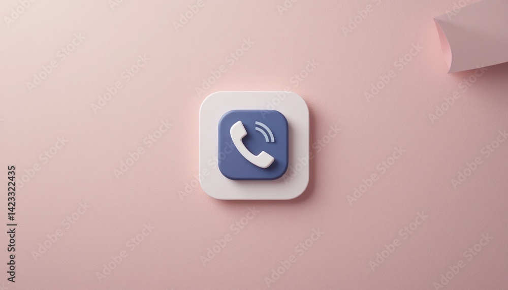 Poster phone call icon design digital workspace graphic element minimalist environment top-down view modern
