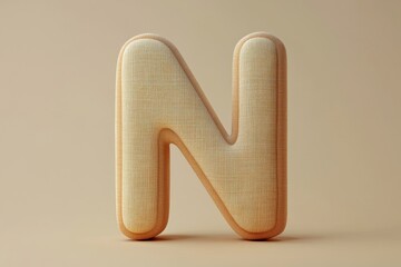 The letter N is made of fluffy clouds and is pink