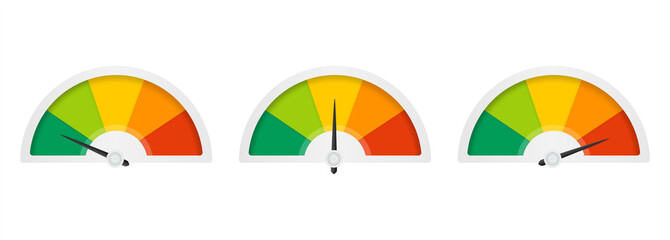 Indicator level meter, Speedometer, gauge meter icon set. High barometers, dashboard with arrows on transparent background