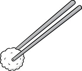 Illustration of rice and chopsticks
