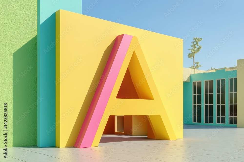 Aufkleber a colorful building with a large a on it