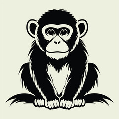 Fototapeta premium Silhouettes Set of Monkey, Wildlife