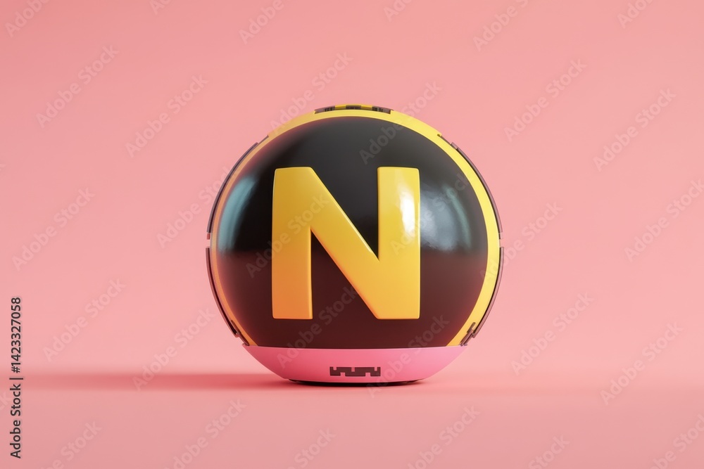 Poster a round object with the letters n and v on it