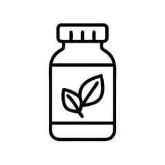 Capsule Bottle with Leaf Label Icon Design