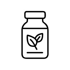 Capsule Bottle with Leaf Label Icon Design