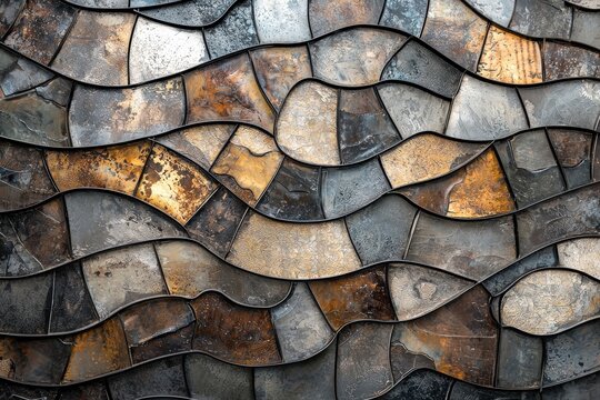 Exterior architecture details cladding curve metal tiles wall modern building abstract background