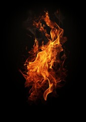 Fire flames dark background.