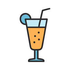 Cocktail Drink in Tall Glass Icon Design