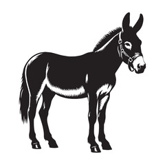 Monochrome mule silhouette vector perfect for modern branding – mule silhouette – mule vector – mule illustration – silhouette of mule – mule icon


