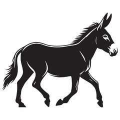 Simplified mule icon with strong silhouette lines in vector format – mule silhouette – mule vector – mule illustration – silhouette of mule – mule icon

