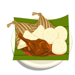 Lemang and ketupat illustration. Eid food clipart.