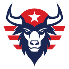 Obraz premium bull skull with red horns