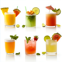 Fototapeta premium A vibrant collection of refreshing cocktails served in stylish glasses, perfect for summer parties and gatherings.