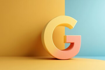 The letter G is in a yellow color and is on a blue background