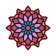 Floral Mandala with Layered Petals Icon Design