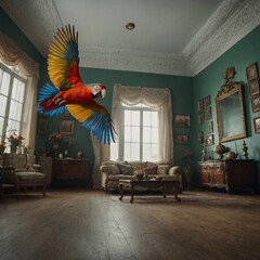 Parrot Flying Across a Room