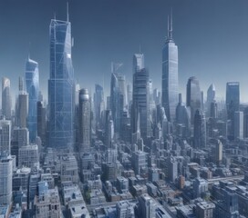 Obraz premium Blueprint city skyline, intricate lines, architectural details, metropolis, lines, elevation