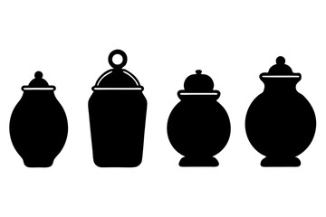 set of Candy Jar silhouette vector illustration