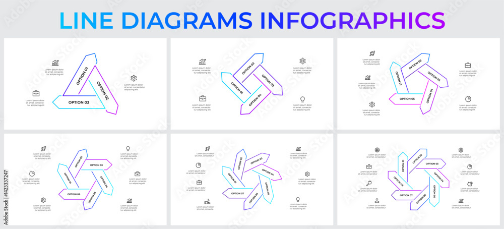 Poster stylized infographic line diagrams for professional use in presentations and projects, showcasing op